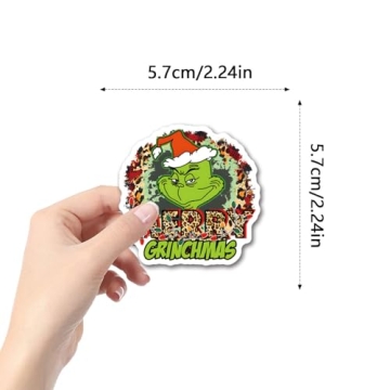 55pcs Christmas Grinches Popular Stickers for Kids, Children's Cartoon Sticker for Water Bottle,Lapt...