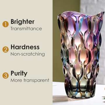 CEMABT Glass Vases for Flowers，Thickened 3.4 lb Morden vases for Tables Centerpieces, vase for Home Decor, Crystal,Colorful and Clear Rose Large Vases Christmas Day Gifts(Heavy Duty)