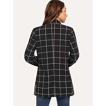 Milumia Women's Open Front Plaid Blazer for Spring