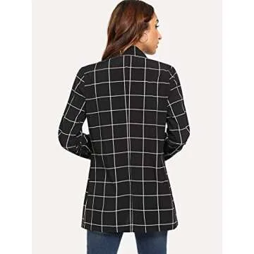 Milumia Women's Open Front Plaid Blazer for Spring