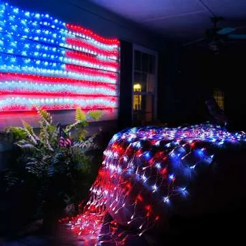 Bright American Flag String Lights - 420 LEDs