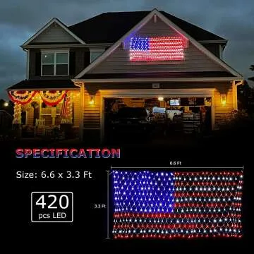 Bright American Flag String Lights - 420 LEDs