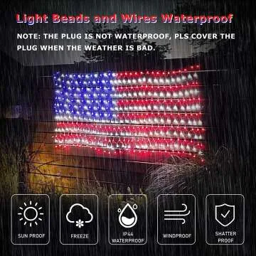 Bright American Flag String Lights - 420 LEDs