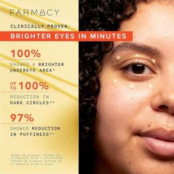Farmacy Brightening Eye Cream - Wake Up Honey Under Eye Cream for Dark Circles + Puffiness - Caffeine Eye Cream Enriched with Vitamin C + Cranberry Peptide to Smooth Wrinkles Over Time (6ml)