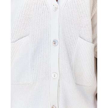 Lacozy Women Open Front Lightweight Cardigan Oversized Knit Sweaters Dressy Long Sleeve Cardigans White S