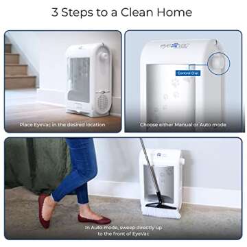 EyeVac Pet Touchless Vacuum Automatic Dustpan - Ultra Fast & Powerful - Great for Sweeping Cat Dog Pet Hair Food Dirt Kitchen, Corded Canister Vacuum, Bagless, Automatic Sensors, 1400 Watt (Black)