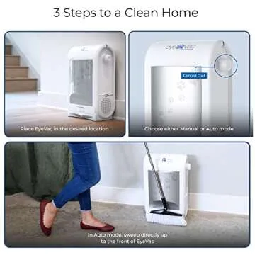 EyeVac Pet Touchless Vacuum Automatic Dustpan - Ultra Fast & Powerful - Great for Sweeping Cat Dog Pet Hair Food Dirt Kitchen, Corded Canister Vacuum, Bagless, Automatic Sensors, 1400 Watt (Black)