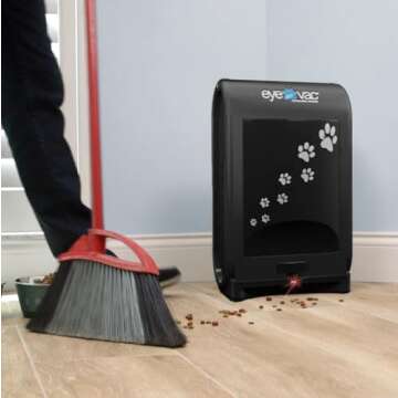 EyeVac Pet Touchless Vacuum Automatic Dustpan - Ultra Fast & Powerful - Great for Sweeping Cat Dog Pet Hair Food Dirt Kitchen, Corded Canister Vacuum, Bagless, Automatic Sensors, 1400 Watt (Black)
