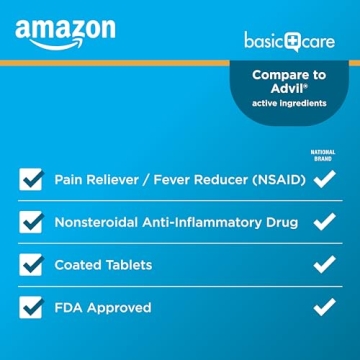 Amazon Basic Care Ibuprofen Tablets for Pain Relief 200 mg