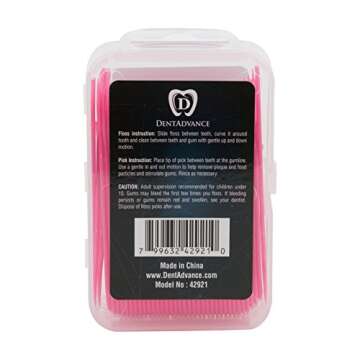 DentAdvance Original Dental Floss Picks - Easy Reach Back Teeth | Tooth Flossers | Pink, Unflavored, 70 ct, w/ Travel Case