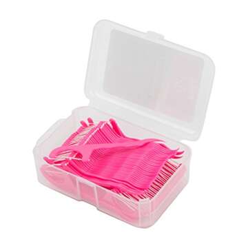 DentAdvance Original Dental Floss Picks - Easy Reach Back Teeth | Tooth Flossers | Pink, Unflavored, 70 ct, w/ Travel Case
