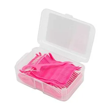 DentAdvance Original Dental Floss Picks - Easy Reach Back Teeth | Tooth Flossers | Pink, Unflavored, 70 ct, w/ Travel Case