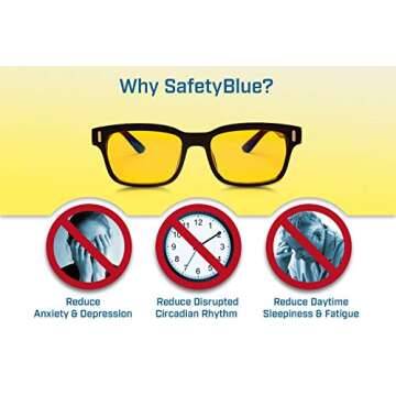 SafetyBlue ™ Screen Savior Blue Light Blocking Glasses - Computer & Gaming Eyewear to Reduce Eye Strain/Yellow Lenses Block Light/Eliminate Eye Strain