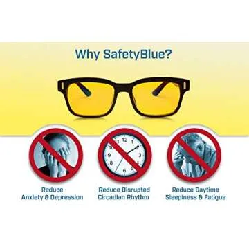 SafetyBlue ™ Screen Savior Blue Light Blocking Glasses - Computer & Gaming Eyewear to Reduce Eye Strain/Yellow Lenses Block Light/Eliminate Eye Strain