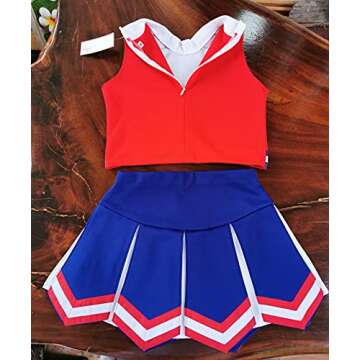 Total 2550 Little Girls' Kids Children Dress Cheerleader Costume Uniform Cheerleading Outfit Halloween Red/Blue/White (XL / 10-12)