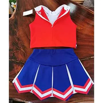 Total 2550 Little Girls' Kids Children Dress Cheerleader Costume Uniform Cheerleading Outfit Halloween Red/Blue/White (XL / 10-12)