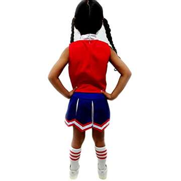 Total 2550 Little Girls' Kids Children Dress Cheerleader Costume Uniform Cheerleading Outfit Halloween Red/Blue/White (XL / 10-12)