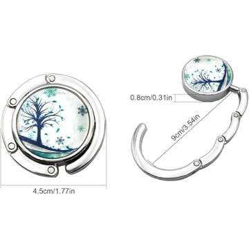 FOME Handbag Hanger, Set of 3 Foldable Purse Hook Purse Table Hook Holder Flower and Tree Pattern Bag Hanger Hook 3.54x1.77in Mixed Color