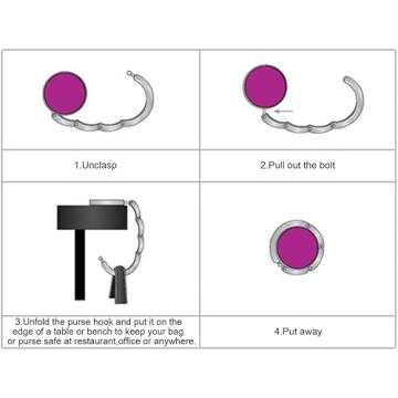 FOME Handbag Hanger, Set of 3 Foldable Purse Hook Purse Table Hook Holder Flower and Tree Pattern Bag Hanger Hook 3.54x1.77in Mixed Color