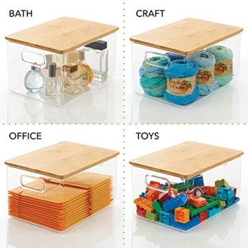 Stackable Kitchen Pantry Storage Bins with Bamboo Lid
