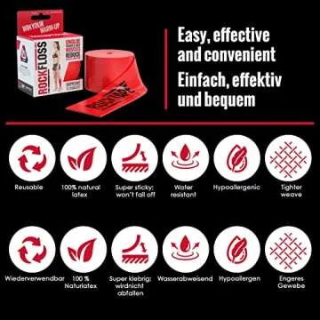Rocktape RockFloss 2" Compression Muscle Recovery Tack Mobility Band, Red, One Size