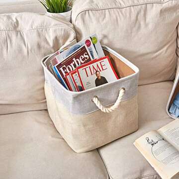 Durable Canvas Storage Bins Set of 3 for Home Kids