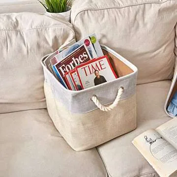 Durable Canvas Storage Bins Set of 3 for Home Kids