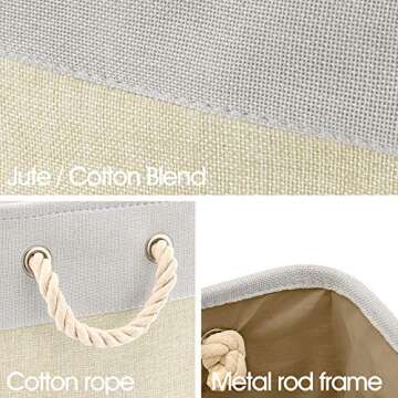 Durable Canvas Storage Bins Set of 3 for Home Kids