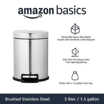Amazon Basics Soft-Close Trash Can for Small Spaces 5L