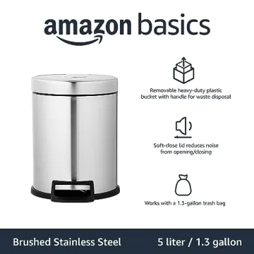 Amazon Basics Soft-Close Trash Can for Small Spaces 5L