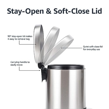 Amazon Basics Soft-Close Trash Can for Small Spaces 5L