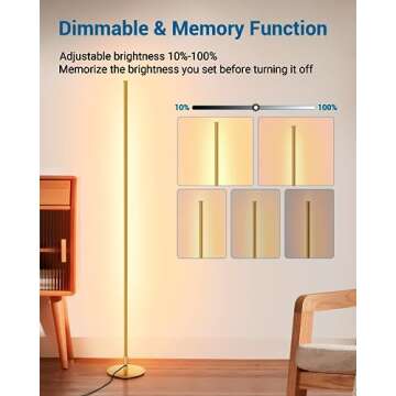 DEWENWILS Minimalist LED Corner Floor Lamp, Set of 2 Modern Dimmable Mood Light, 57.5" Standing Tall...