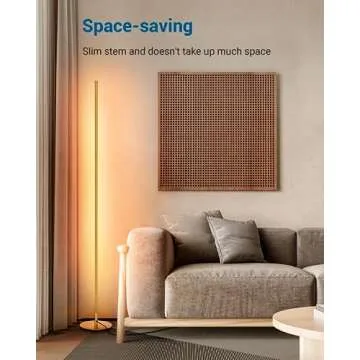 DEWENWILS Minimalist LED Corner Floor Lamp, Set of 2 Modern Dimmable Mood Light, 57.5" Standing Tall Lamp for Living Room, Bedroom, Office, 3000K Warm White Light (Gold)