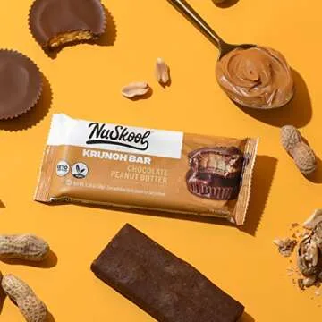 NuSkool Snacks Chocolate Peanut Butter Keto Friendly Protein Krunch Bars (12 Pack) - 7g Fiber, 10g Clean Plant-Based Protein, 3g Net Carbs - Gluten-Free, Non-GMO, Vegan, Low Carb Keto Healthy Breakfast Snack