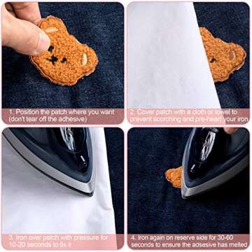 PAGOW 16 PCS Bear Embroidery Patch, Cute Cartoon Bear Patches,Iron On Embroidered Applique Sewing Patches for Bags, Jackets, Jeans, Clothes DIY Accessory (4 Colors: White, Pink Yellow, Khaki, Apricot)