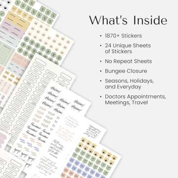 Blue Sky Everygirl 1870+ Sticker Book, Planner and Calendar Pack, 4.49” x 9.06”, Full Color, with Bungee Closure, 24 Unique Sheets (Every Day & Every Month)