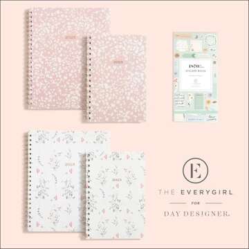 Blue Sky Everygirl 1870+ Sticker Book, Planner and Calendar Pack, 4.49” x 9.06”, Full Color, with Bungee Closure, 24 Unique Sheets (Every Day & Every Month)