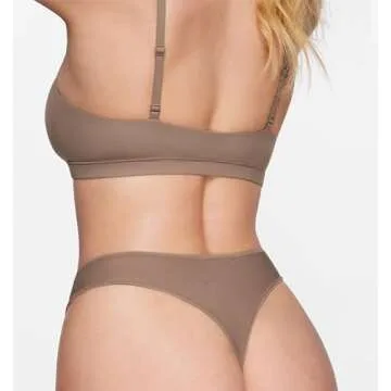 SOULVOR Magneticfit Thongs for Women Stretch Sexy Underwear Comfort Tagless Thong Low Rise Breathable Panties 3 Pack Brown Purple (3pack) Large