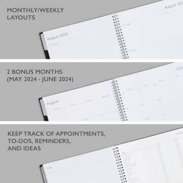 Blue Sky 2024-2025 Academic Year Weekly and Monthly Planner, July 2024 - June 2025, 8.5" x 11", Flexible Cover, Wirebound, Enterprise (150144)