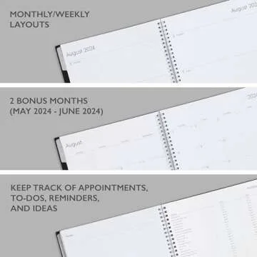 Blue Sky 2024-2025 Academic Year Weekly and Monthly Planner, July 2024 - June 2025, 8.5" x 11", Flexible Cover, Wirebound, Enterprise (150144)