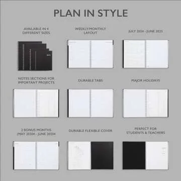 Blue Sky 2024-2025 Academic Year Weekly and Monthly Planner, July 2024 - June 2025, 8.5" x 11", Flexible Cover, Wirebound, Enterprise (150144)