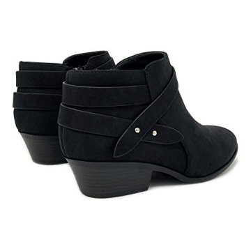 Soda SWEETEN Women's Fashion Closed Toe Multi Strap Ankle Bootie Block Heel Black Sweeten Size 8