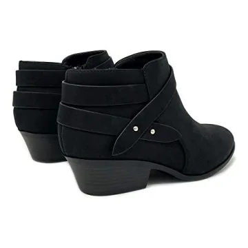 Soda SWEETEN Women's Fashion Closed Toe Multi Strap Ankle Bootie Block Heel Black Sweeten Size 8