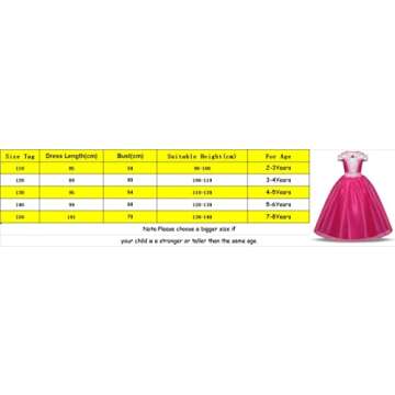 Exyesok Little Girls Princess Aurora Costume Halloween Party Birthday Dress Up Cosplay Outfit, Pink, 4-5T