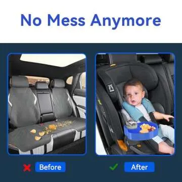 SSPONT Kids Car Seat Tray, Travel Tray with Cup Holder for Toddler, Kids Car Seat Food Snack Tray for Road Trip, Stroller snack tray travel must haves - Blue