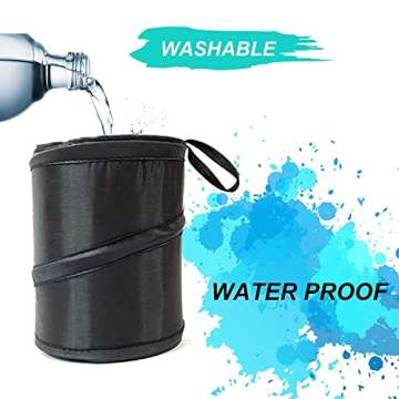 Kitbest Car Trash Can, Leak Proof Garbage Bin, Collapsible Pop-up Water Proof Bag, Portable Waste Basket Bin, Rubbish Bin (Black)