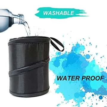 Kitbest Car Trash Can, Leak Proof Garbage Bin, Collapsible Pop-up Water Proof Bag, Portable Waste Basket Bin, Rubbish Bin (Black)