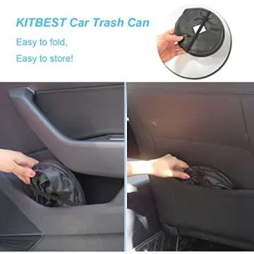 Kitbest Car Trash Can, Leak Proof Garbage Bin, Collapsible Pop-up Water Proof Bag, Portable Waste Basket Bin, Rubbish Bin (Black)
