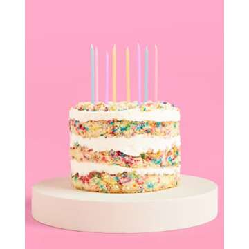 xo, Fetti Skinny Pastel Happy Birthday Party Candles - 8 Pieces | Cute Bday Supplies, Fun Cake Decor...