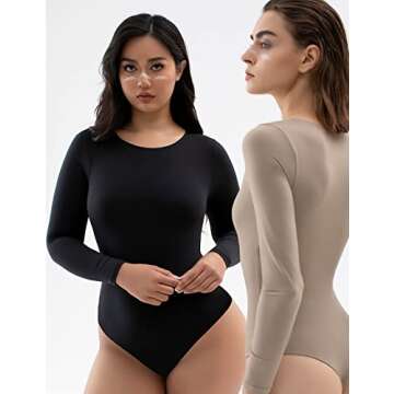 PUMIEY Sexy Long Sleeve Bodysuit for Women Fashion